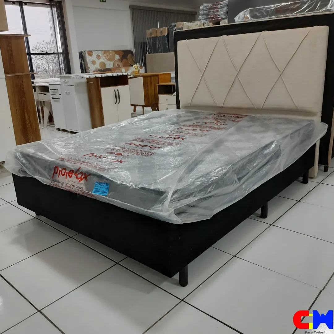 Cama Box Casal 1,38m Colchao de Espuma Topázio