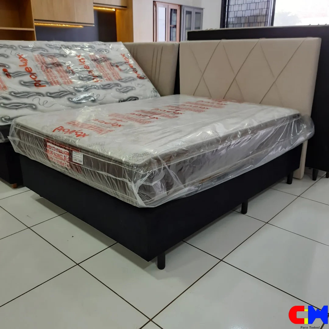 Cama Box Casal 1,38m Colchao Mola Ensacada D-33 Pillow Top Duplo Bali