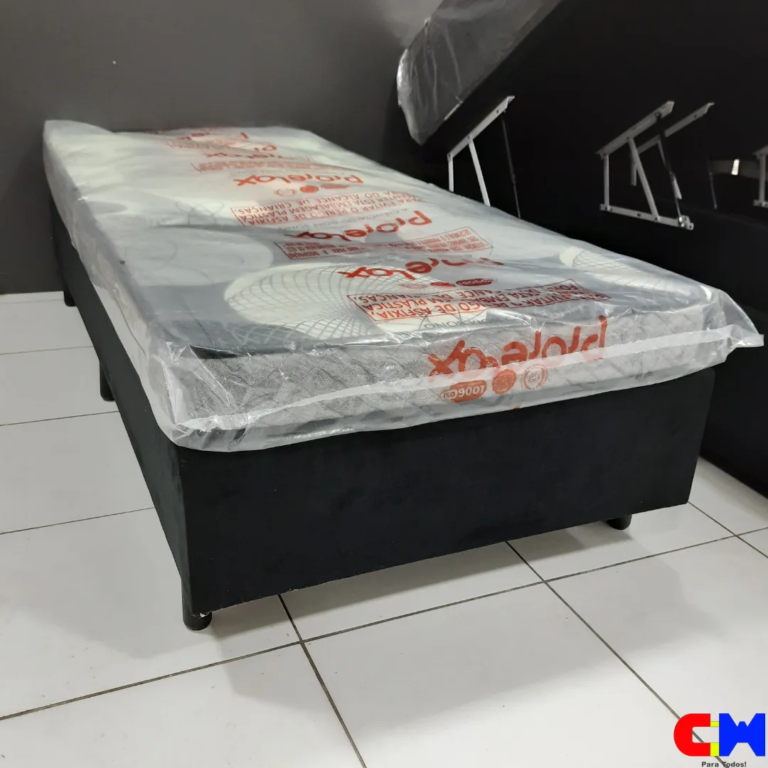 Cama Box Solteiro 88cm Colchão de Espuma Topázio
