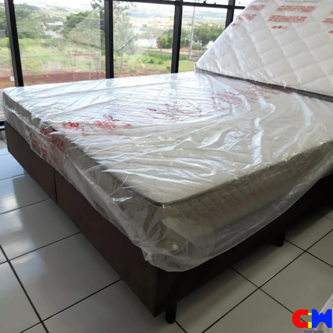 Cama Box Casal 1,93m King Colchão de Espuma Opala