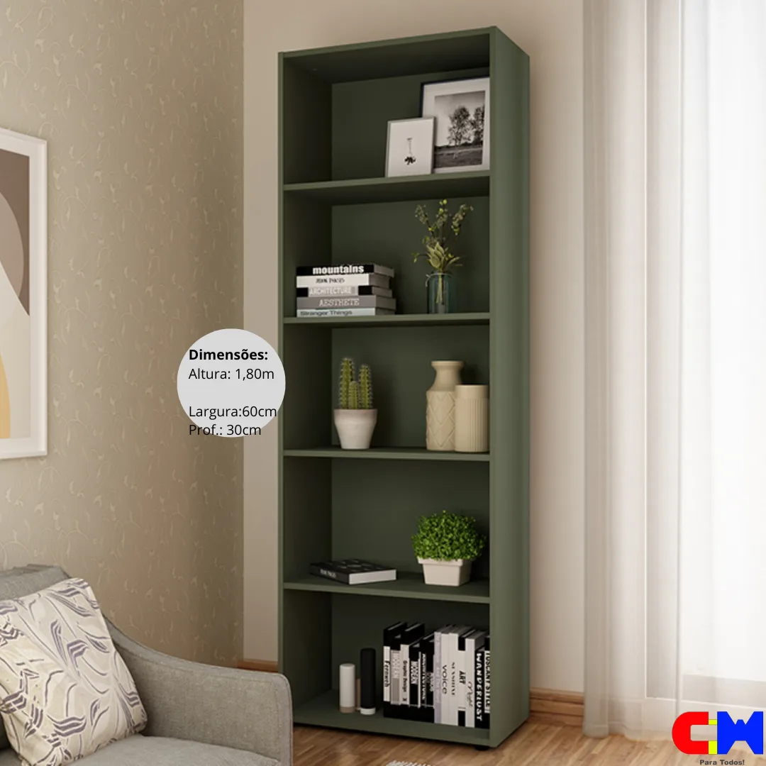 Estante Livros 5 Divisórias Multy Verde