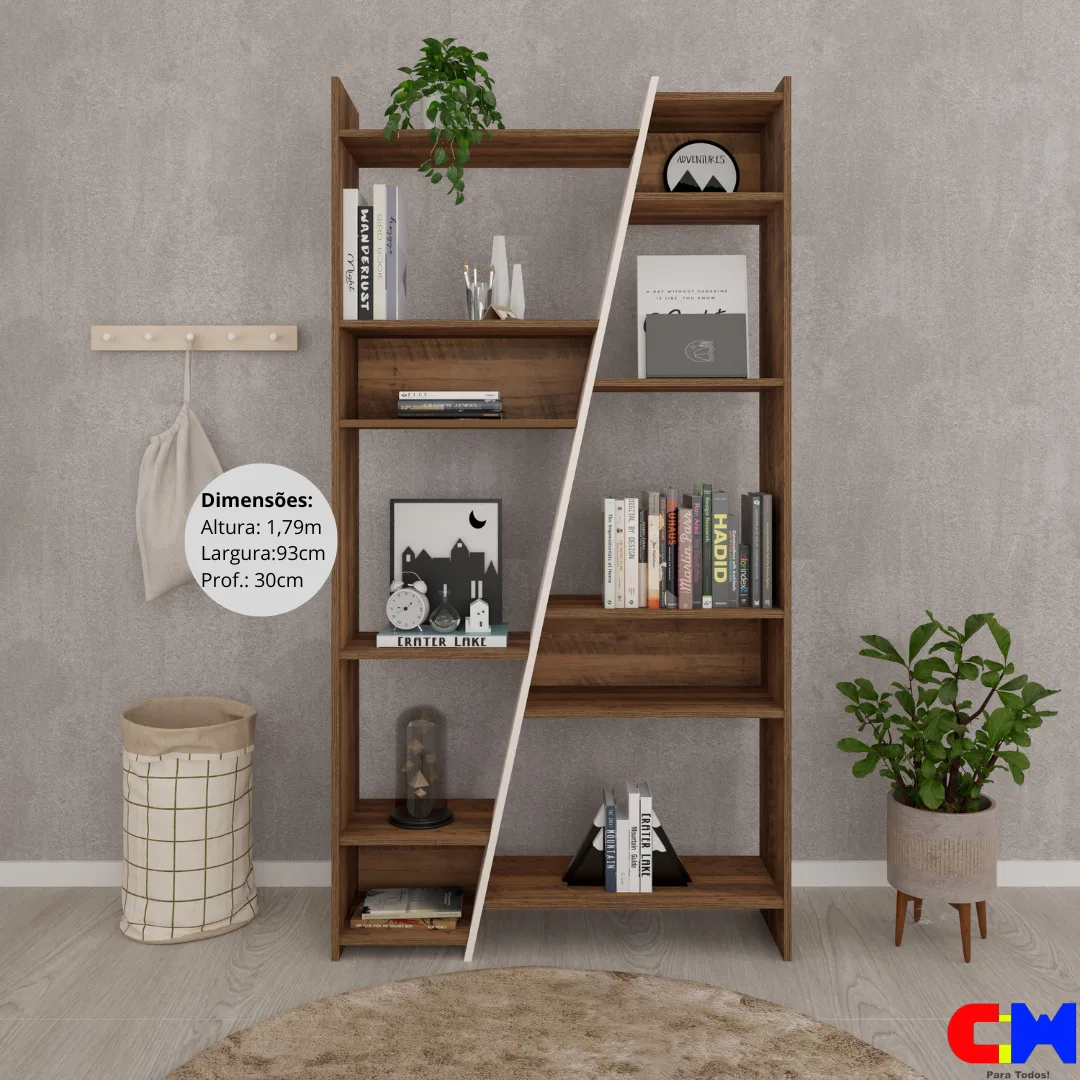 Estante Livros 10 Nichos Zap Pinho/Off White