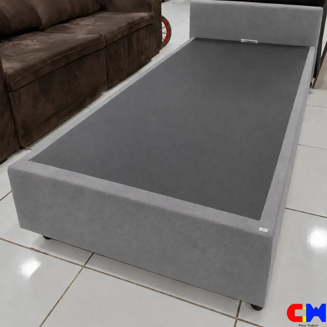 Base Box Tradicional Solteiro 88cm x 1,88m Cinza