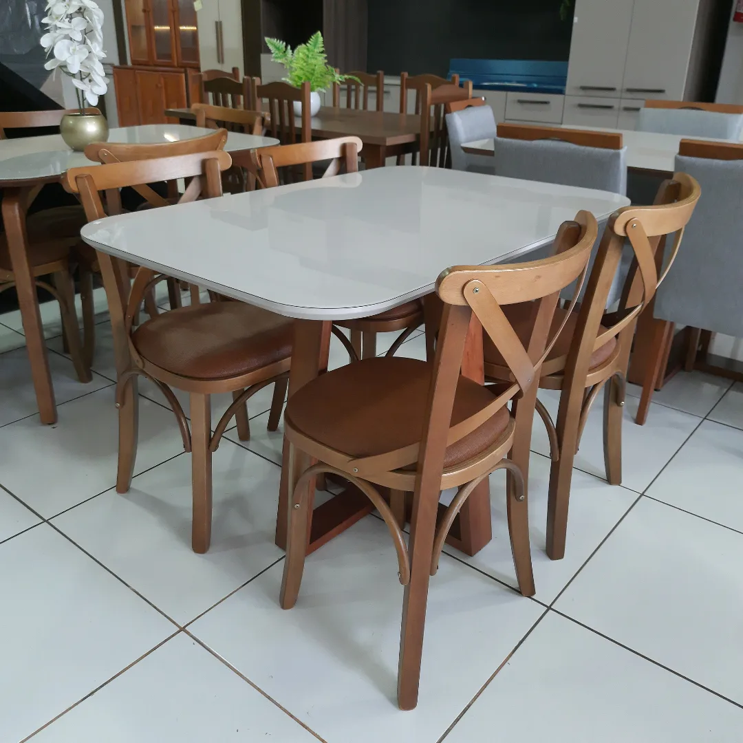 Sala de Jantar Retangular 4 Lugares Madeira Mesa Verona e Cadeira X