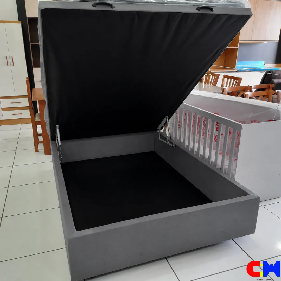 Base Box Baú Casal 1,38m x 1,88m Cinza FJR