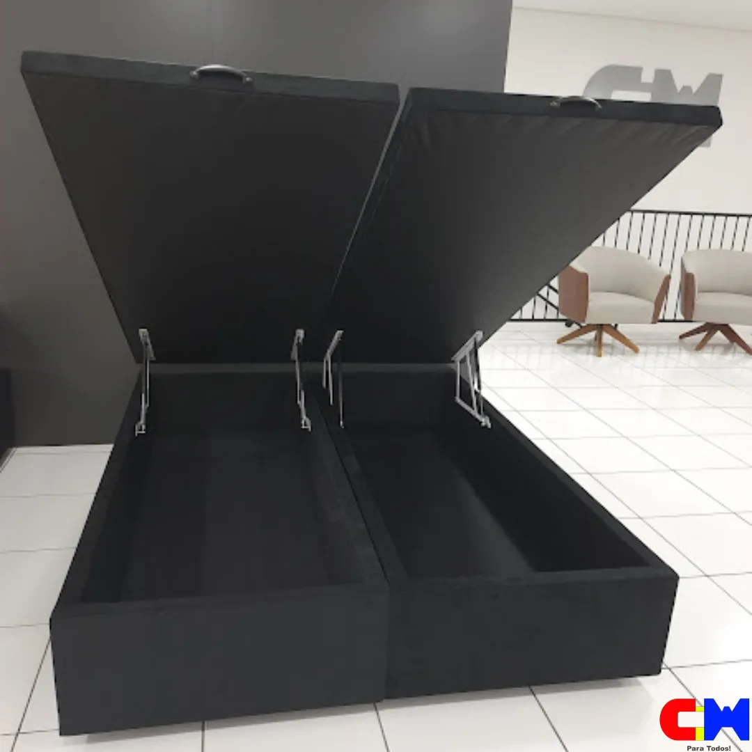 Base Box Baú Queen 1,58m x 1,98m Preto FJR