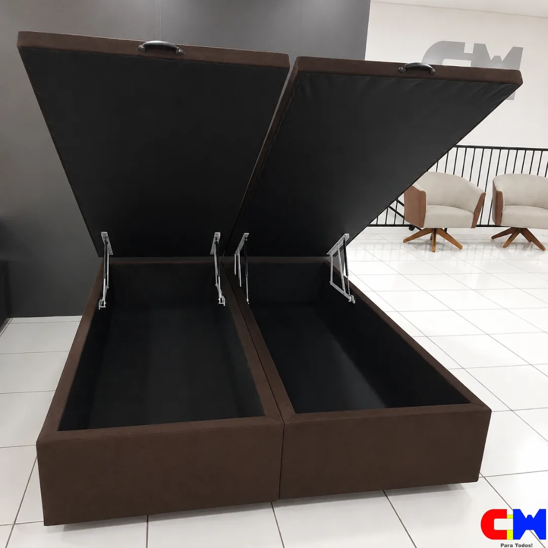 Base Box Baú King 1,93m x 2,03m Marrom FJR