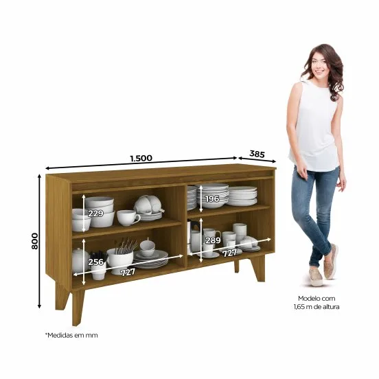 Buffet 4 Portas 1,50m  Quartzo Nature/Off White Henn - foto 3