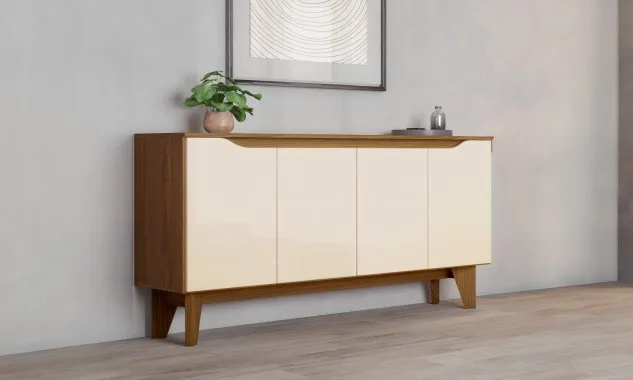 Buffet 4 Portas 1,50m  Quartzo Nature/Off White Henn