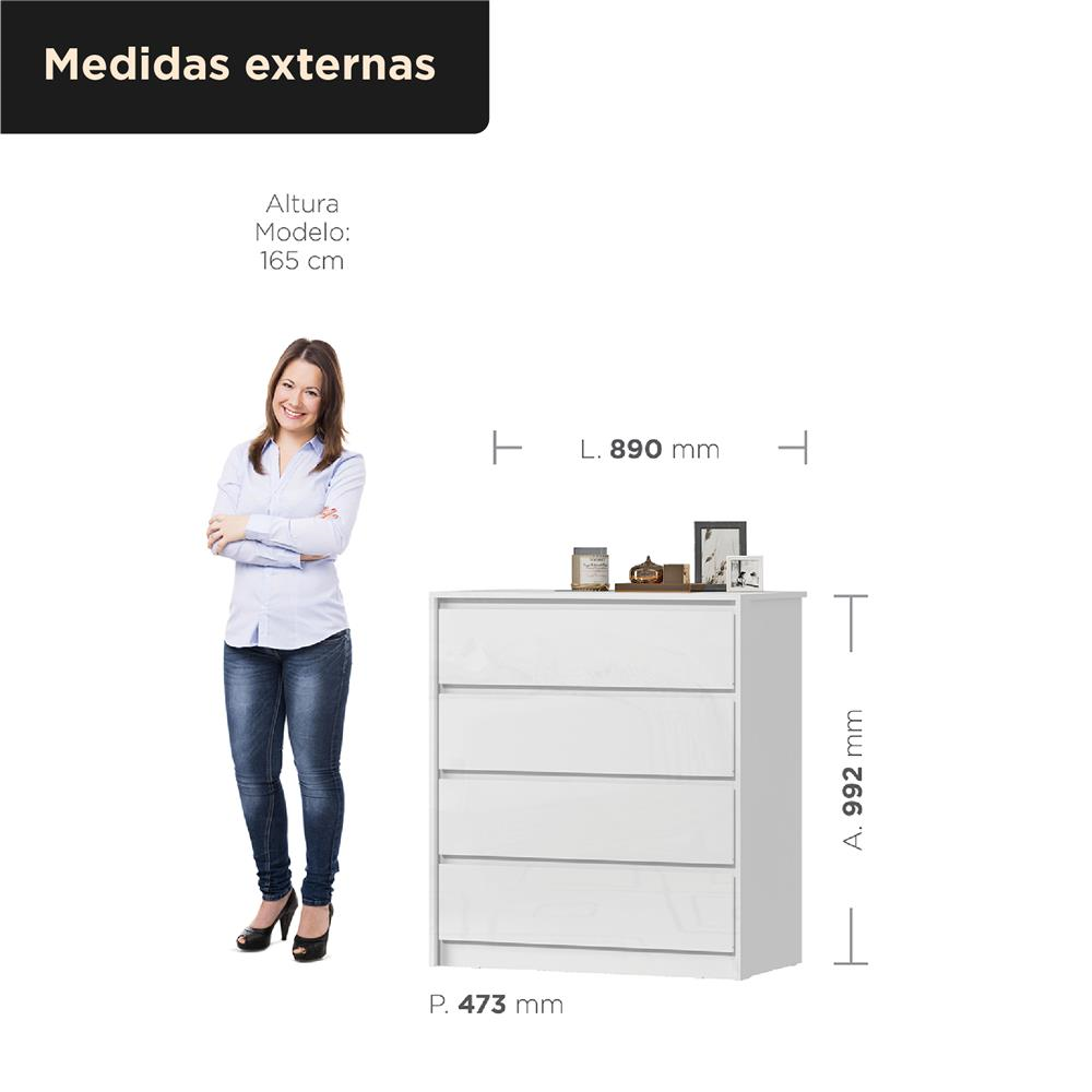 Cômoda 4 Gavetas Carla Branco Mx Moveis - foto 6