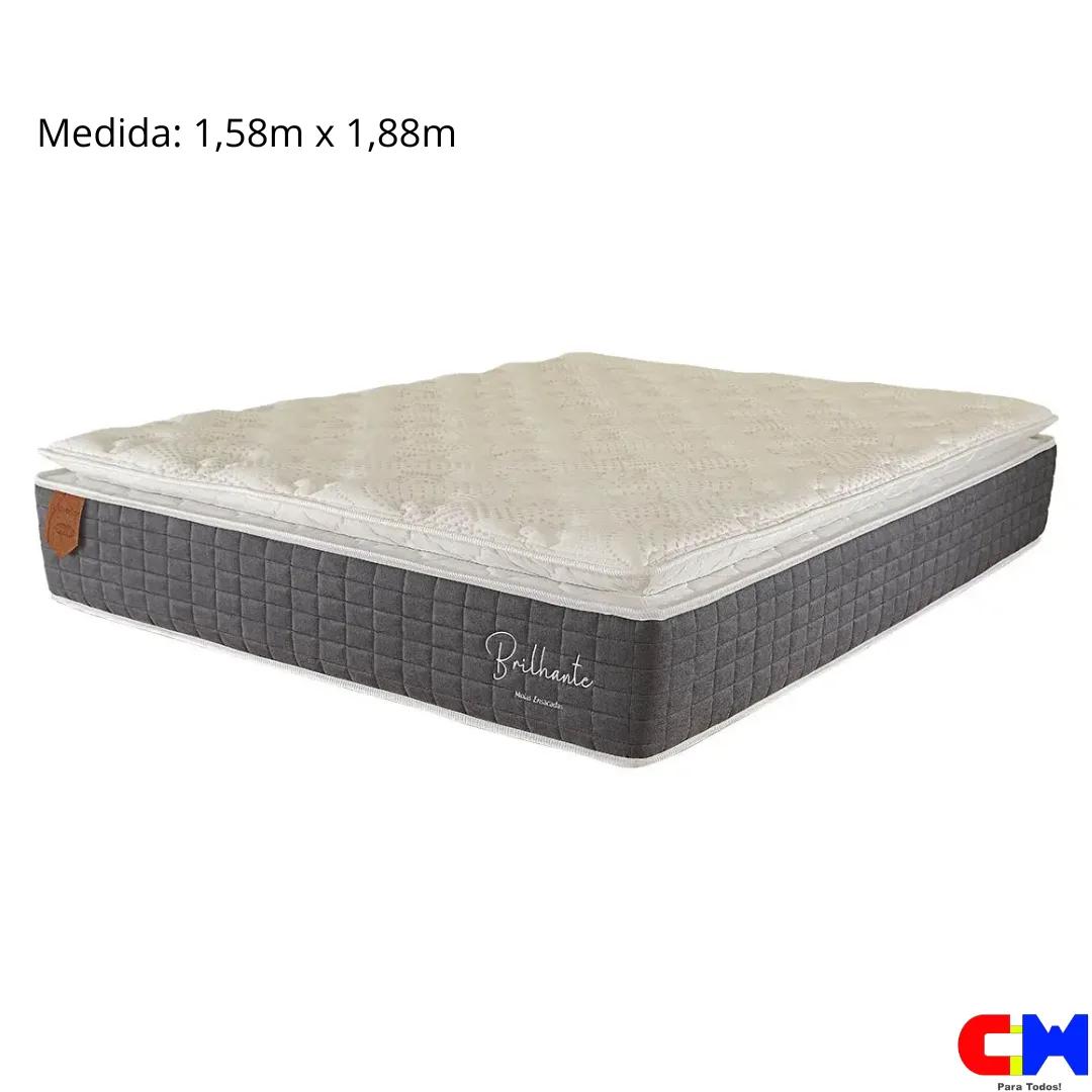 Colchão de Casal 1,58m Queen D-45 Mola Ensacada PillowTop Brilhante Prorelax