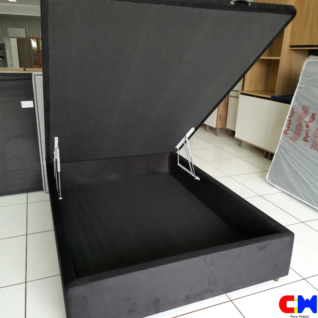 Base Box Baú Casal 1,38m x 1,88m Preto FJR