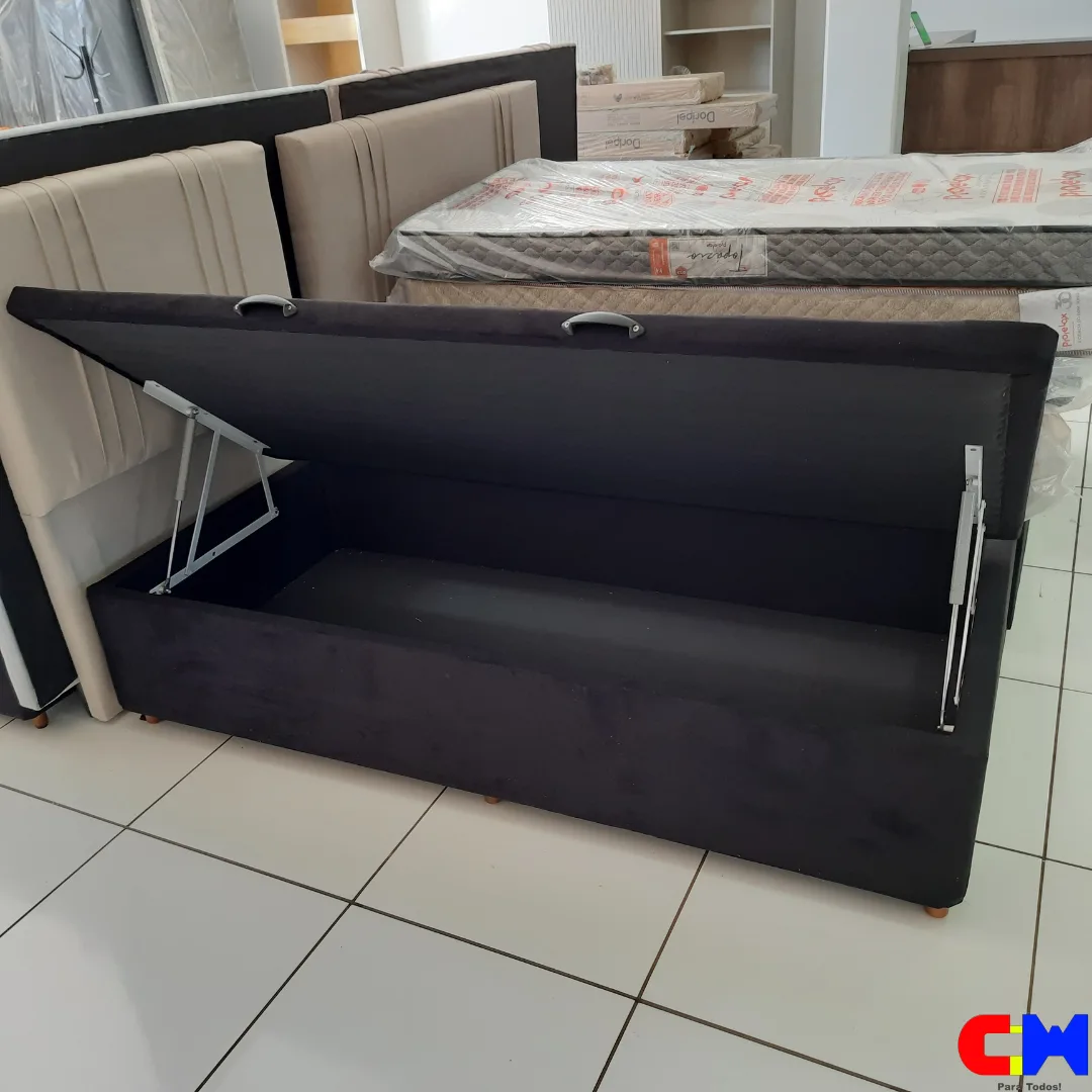 Base Box Baú Solteiro 88cm x 1,88m Preto FJR