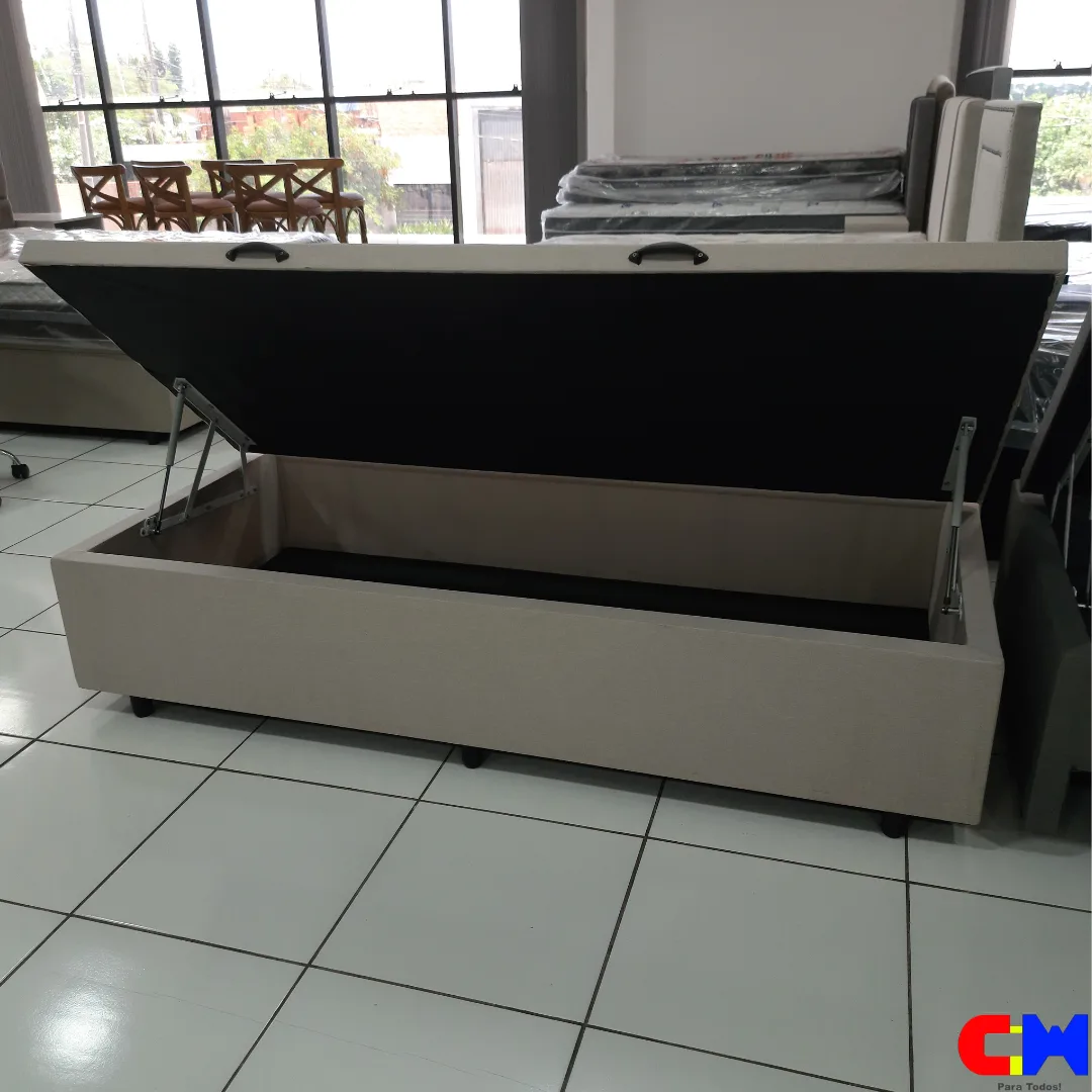 Base Box Baú Solteiro 88cm x 1,88m Bege FJR