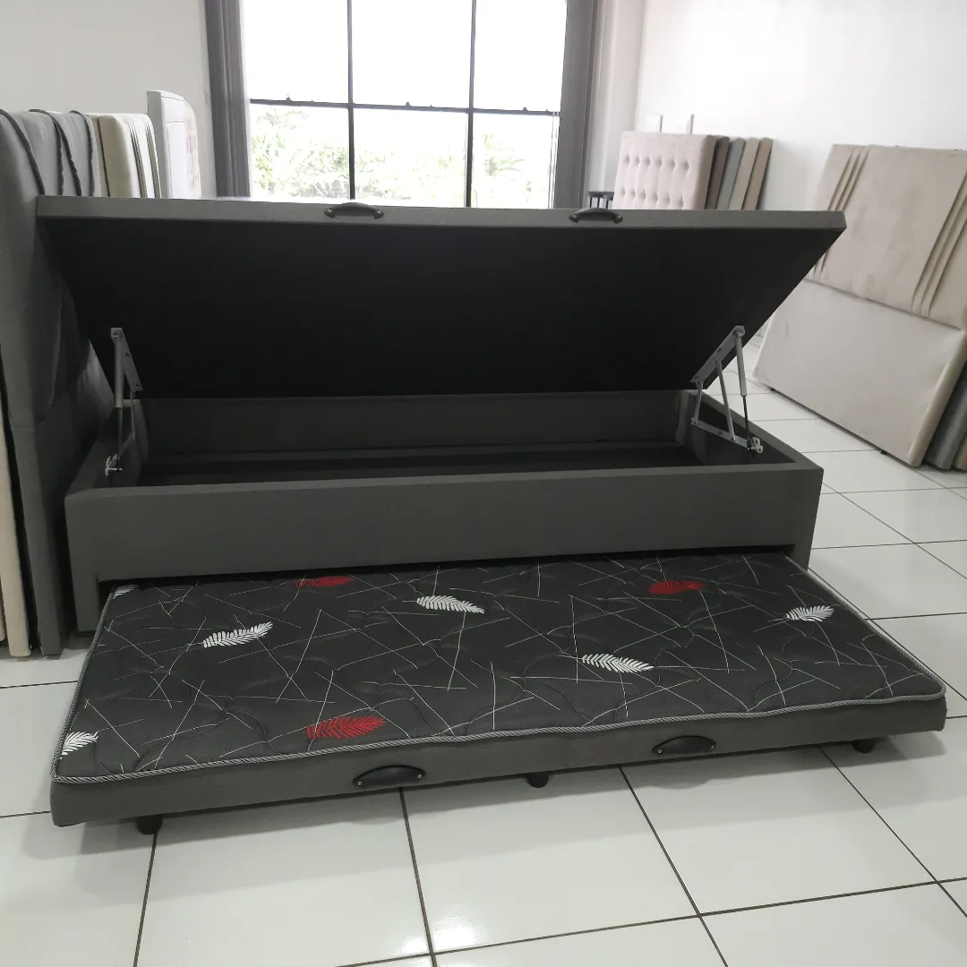 Base Box Baú Solteiro com Auxiliar 88cm x 1,88m Linho Cinza FJR