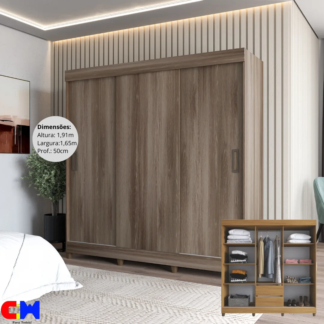 Roupeiro Porta de Correr Fluence Naturale
